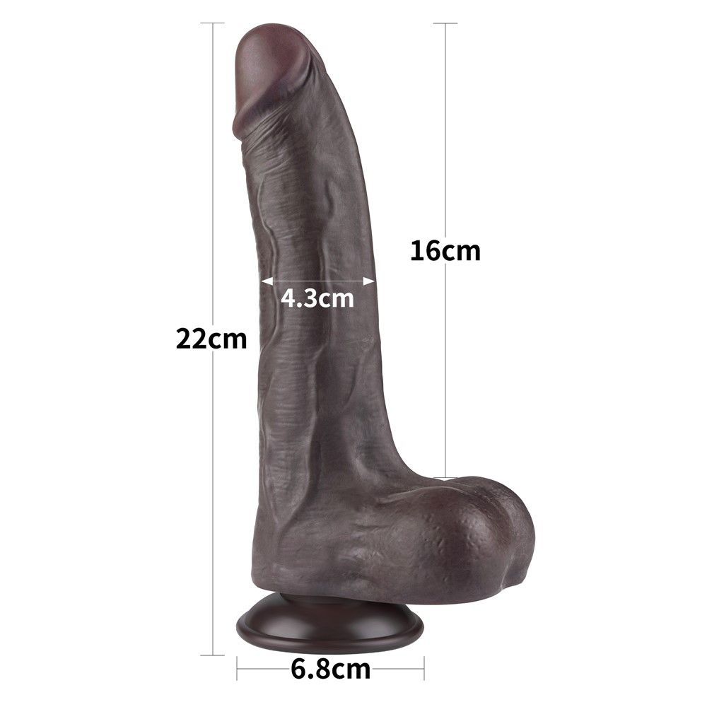 Lovetoy Sliding Skin Dual Layer Dong - Dildo, Czarny, 21.5 cm