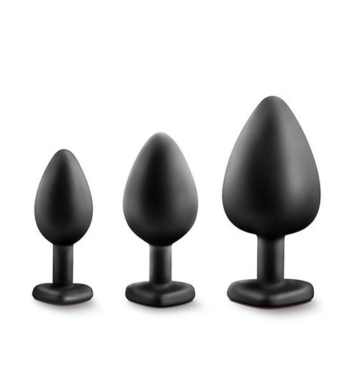 Zestaw korków analnych Luxe Bling Plugs Trainer Kit, 3 szt (czarny)