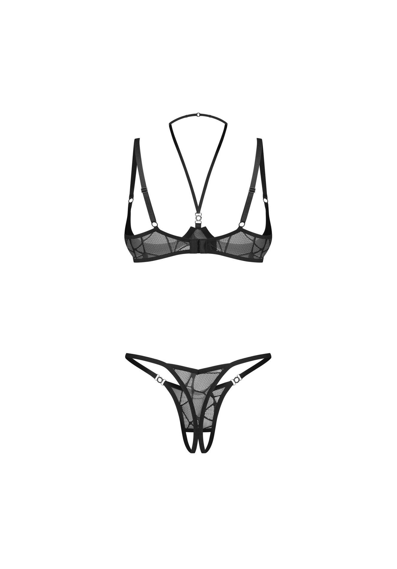 Комплект белья Obsessive Olianna otwarty, L/XL (черный)