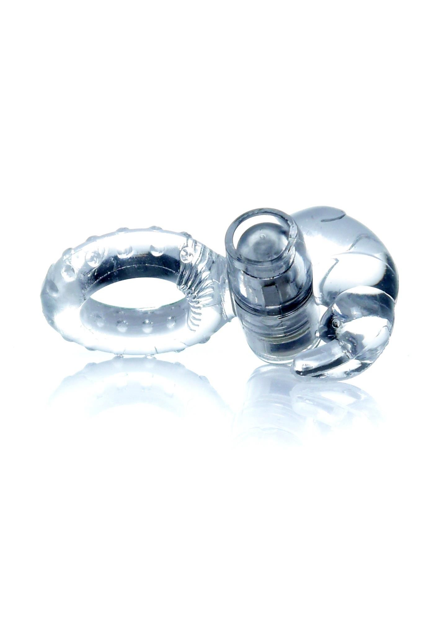 Pierścień erekcyjny Boss Series Rabbit Vibro Cock Ring, 7,5 cm (przezroczysty)