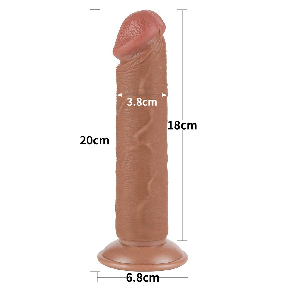 Фаллоимитатор Lovetoy Sliding Skin Dual Layer Dong 8", 20 см (коричневый)