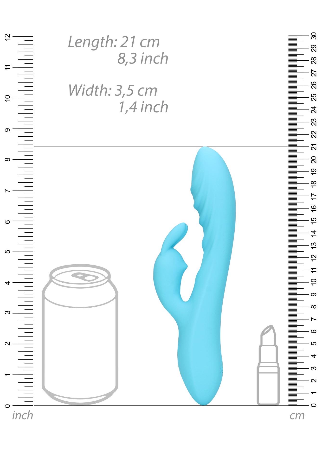 Вібратор-кролик Loveline Ribbed Ultra Soft Silicone, 21 см (блакитний)