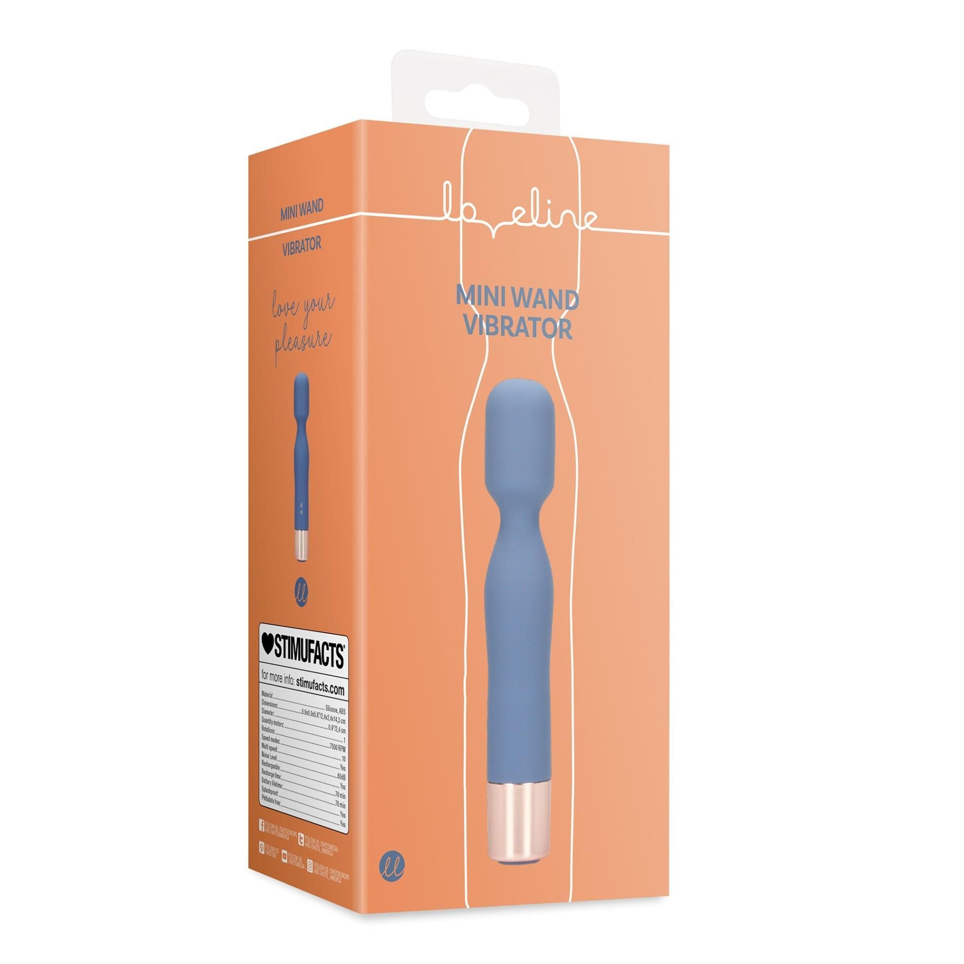Вибратор Loveline Mini Wand, 14.3 см (синий)
