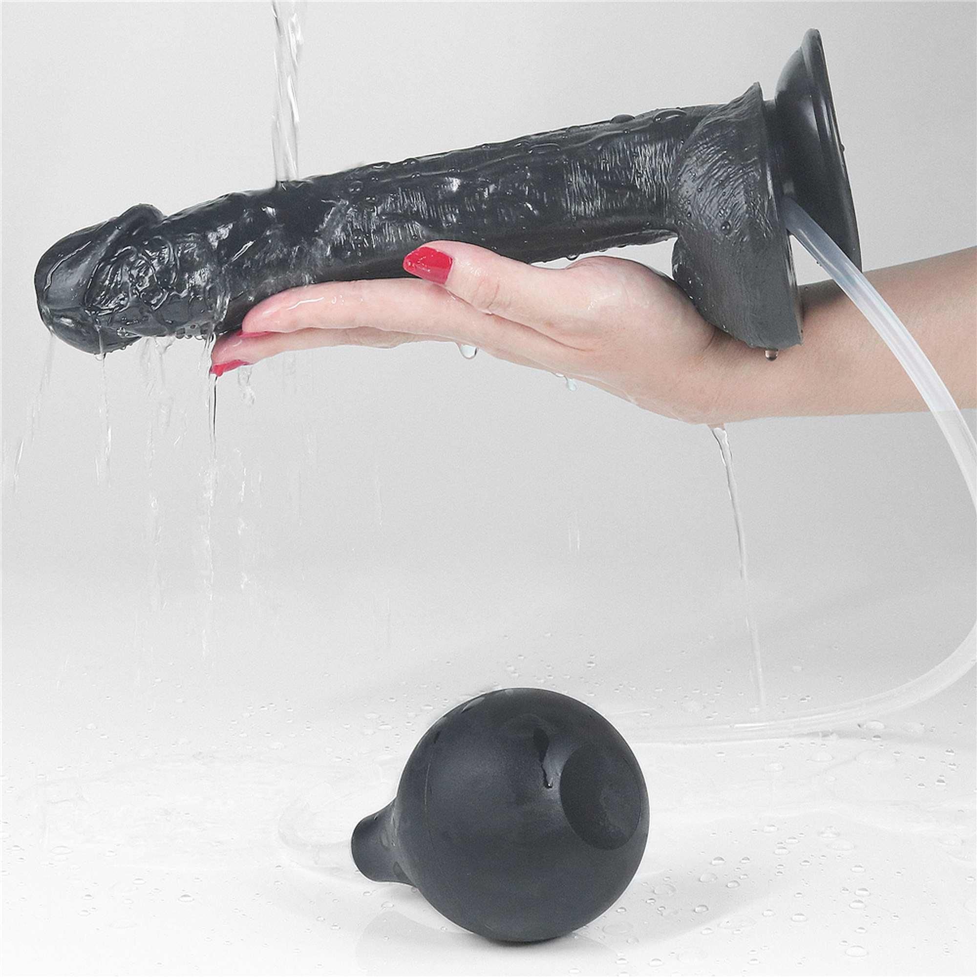 Фалоімітатор LoveToy Squirting 11'', 28 см (чорний)