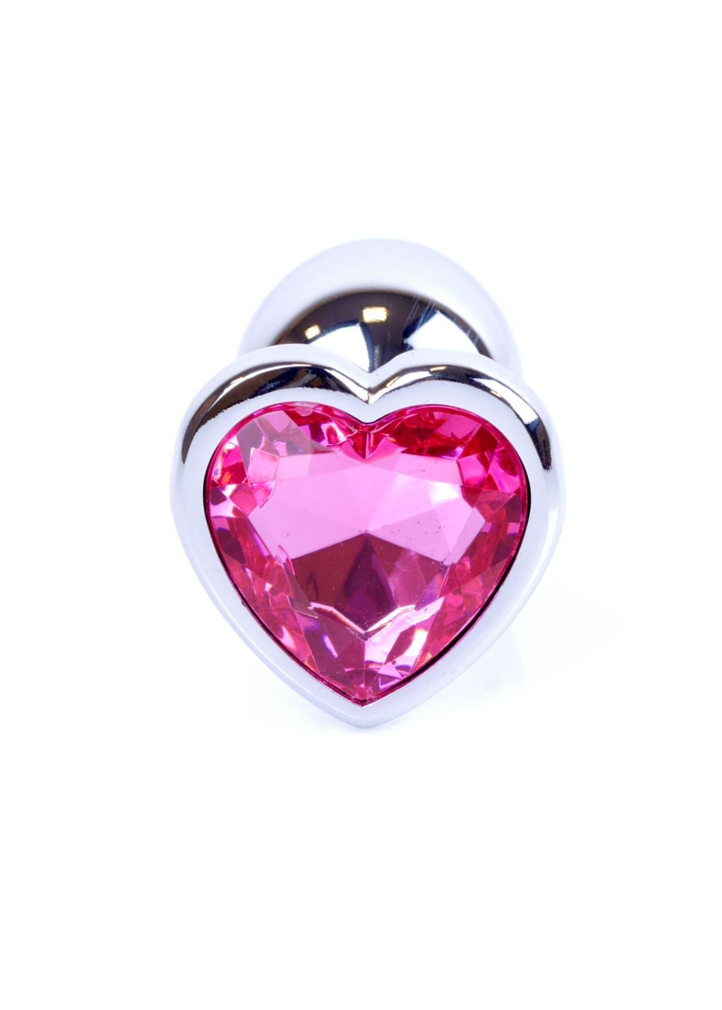 Korek analny B - Series HeavyFun Jewellery Silver Heart, 7 cm (różowy)