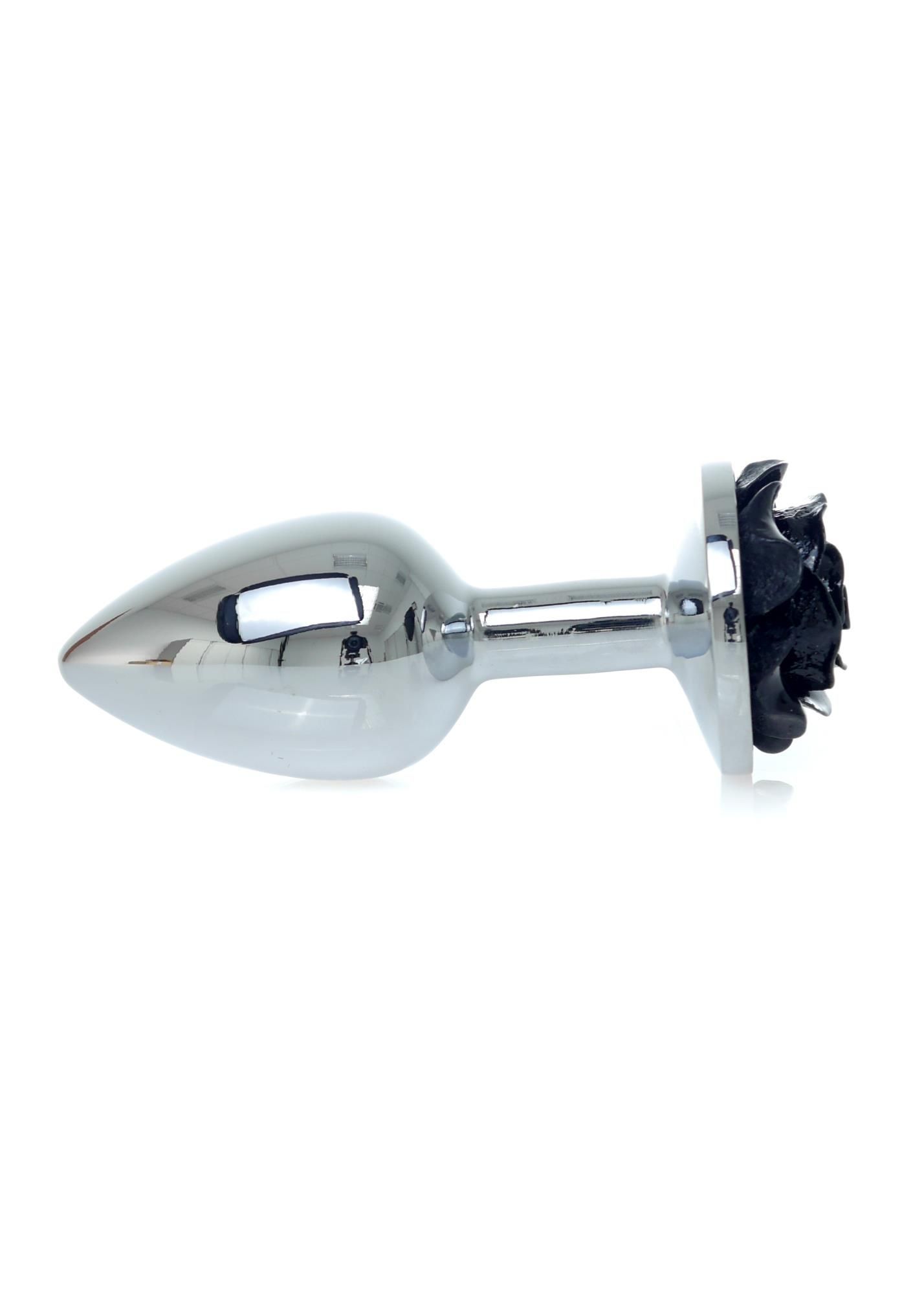 Металева анальна пробка Boss Jewellery Silver Plug Rose, 9 см (чорний)