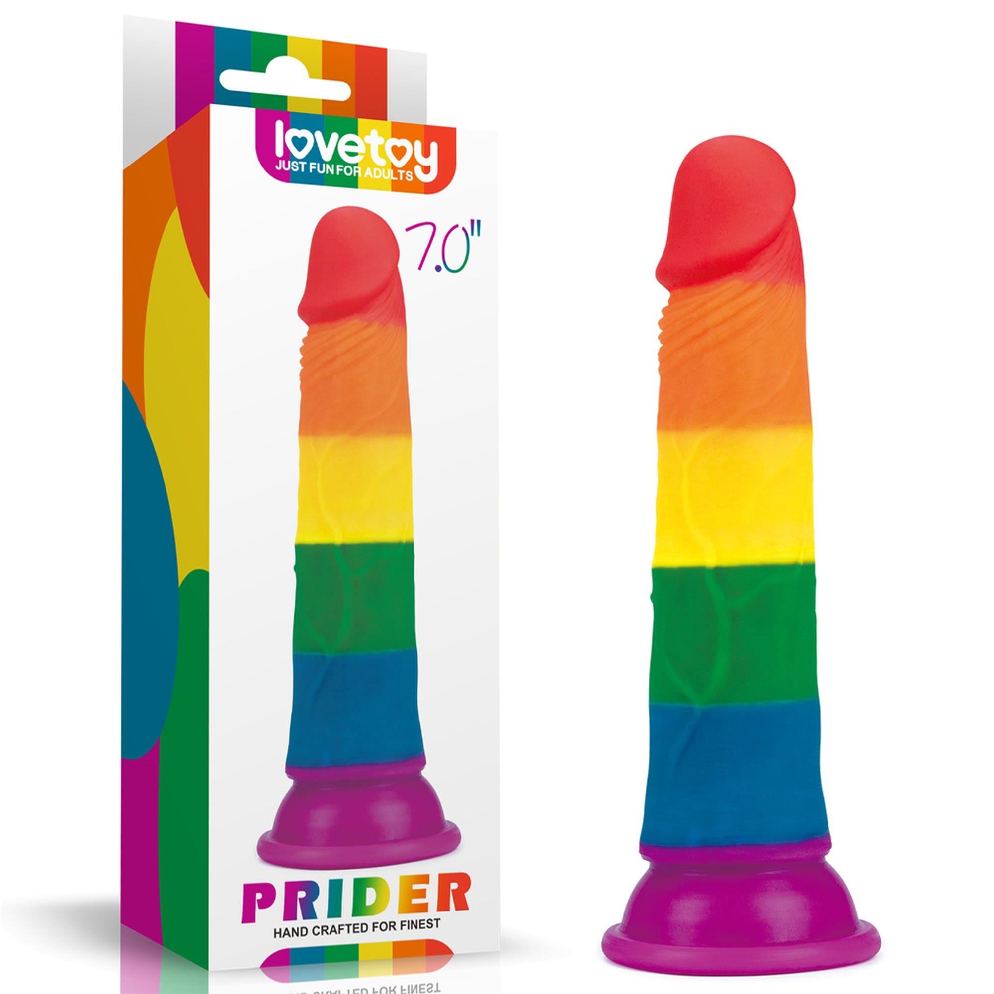 Фаллоимитатор LoveToy Prider 7", 18.5 см (радужный)