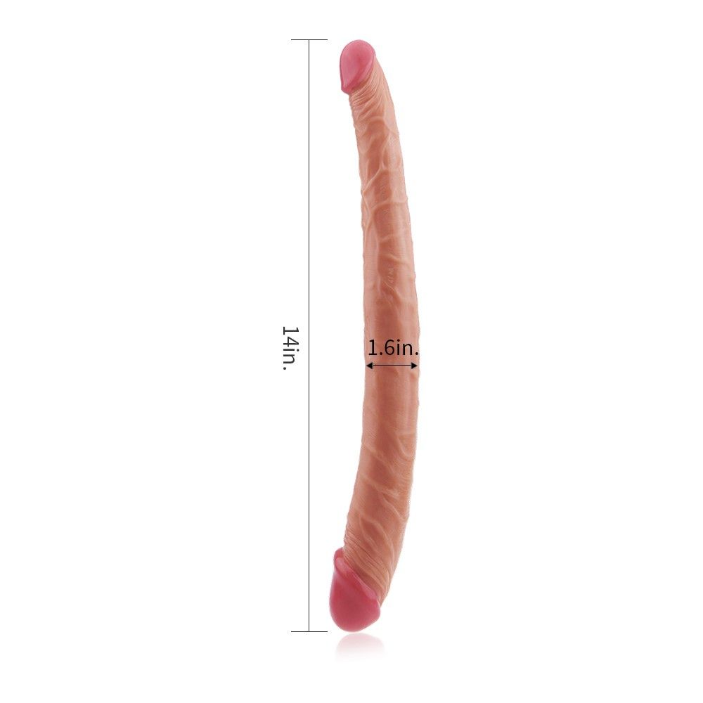 Двухсторонний фаллоимитатор LoveToy King Size Ladykiller, 36,5 см (телесный)