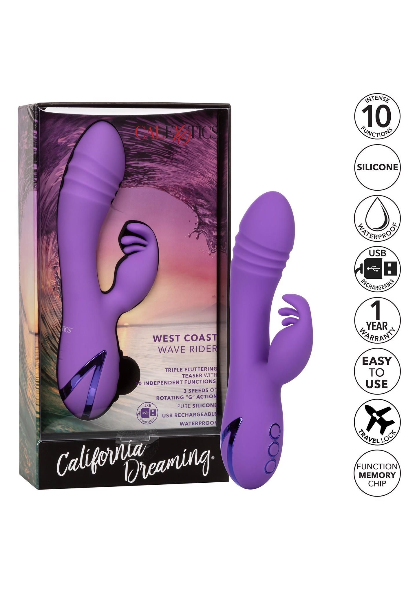 Вибратор-кролик Calexotics West Coast Wave Rider, 20.5 см (фиолетовый)