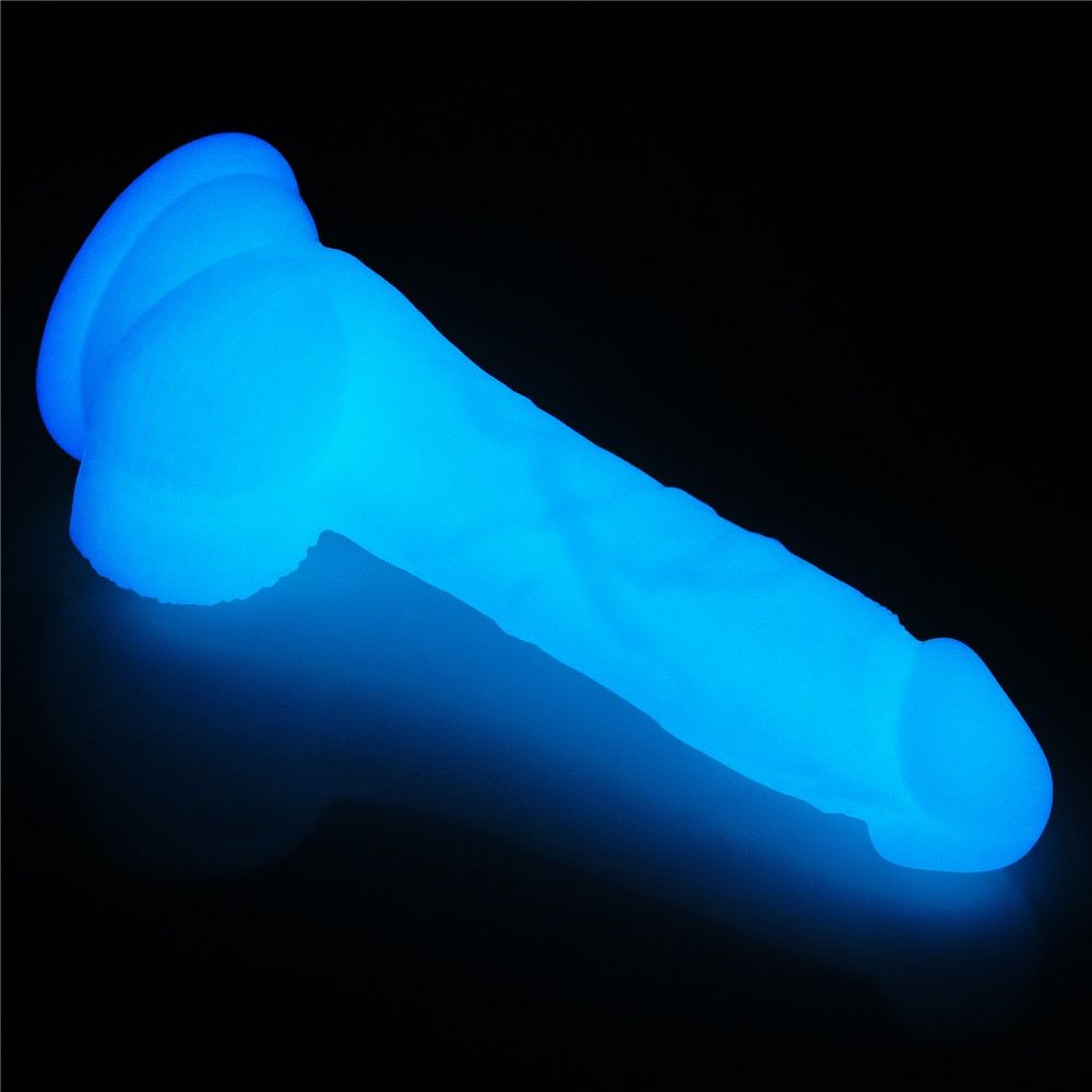 Неоновый фаллоимитатор LoveToy Lumino Play, 18 см (синий)