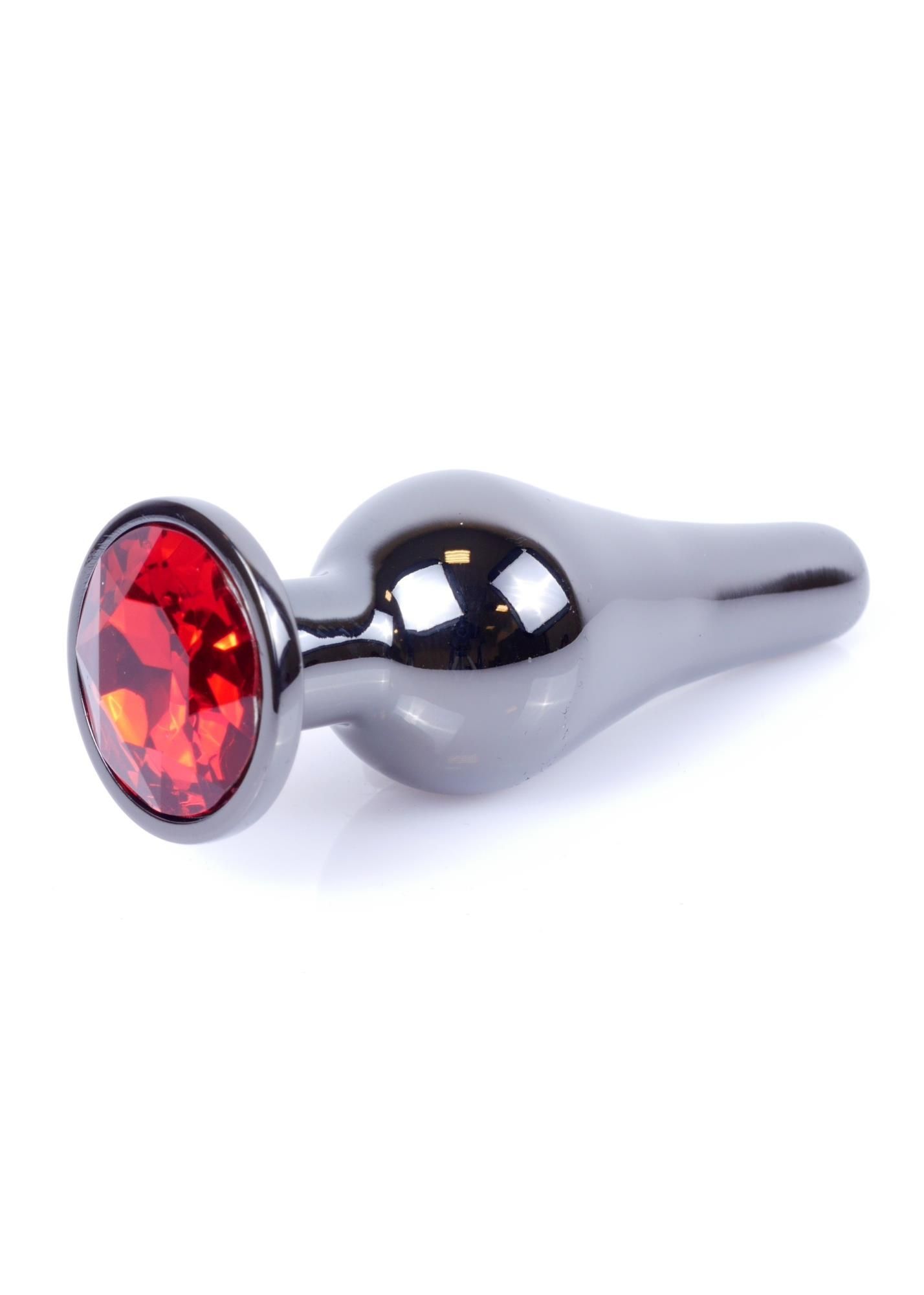 Korek analny MyLove Toys Jewellery Dark Silver Butt Plug, 9.5 cm (czerwony)