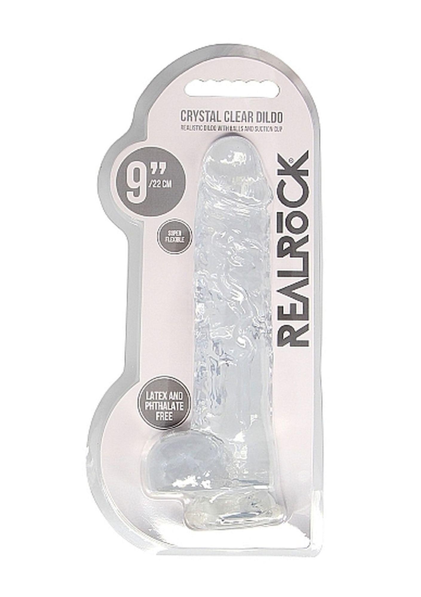 Фаллоимитатор Realrock Crystal Clear 9", 22 см (прозрачный)