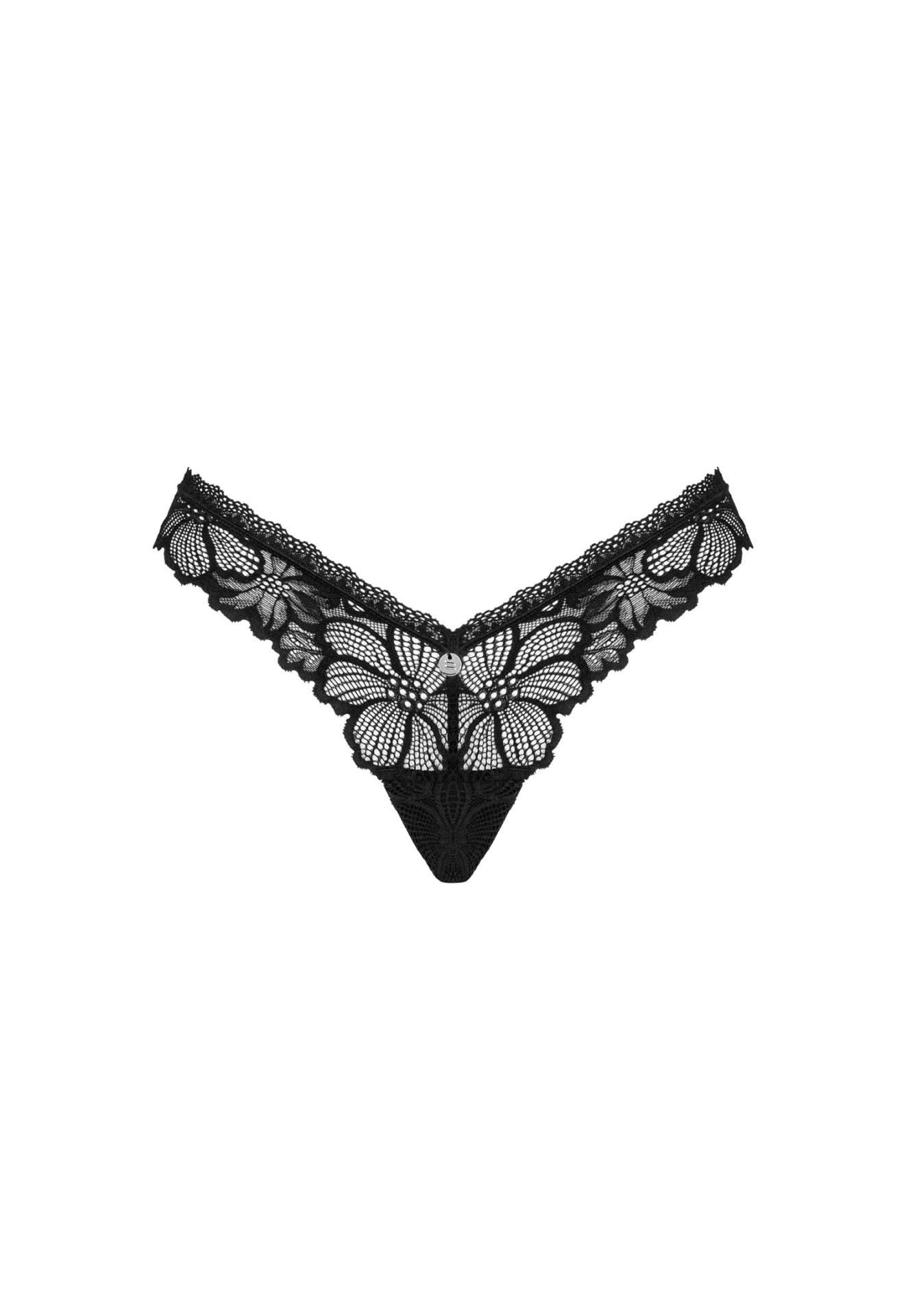 Трусики-стринги Obsessive Serafia, M/L (черный)