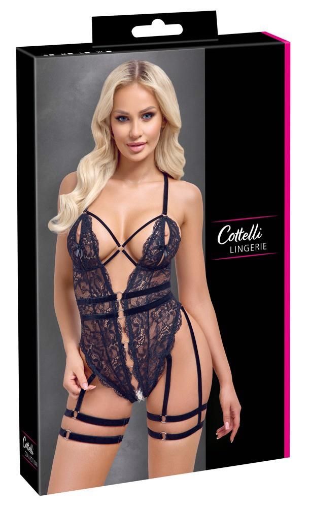 Боди Cottelli Lingerie Lace otwarte, M (черный)