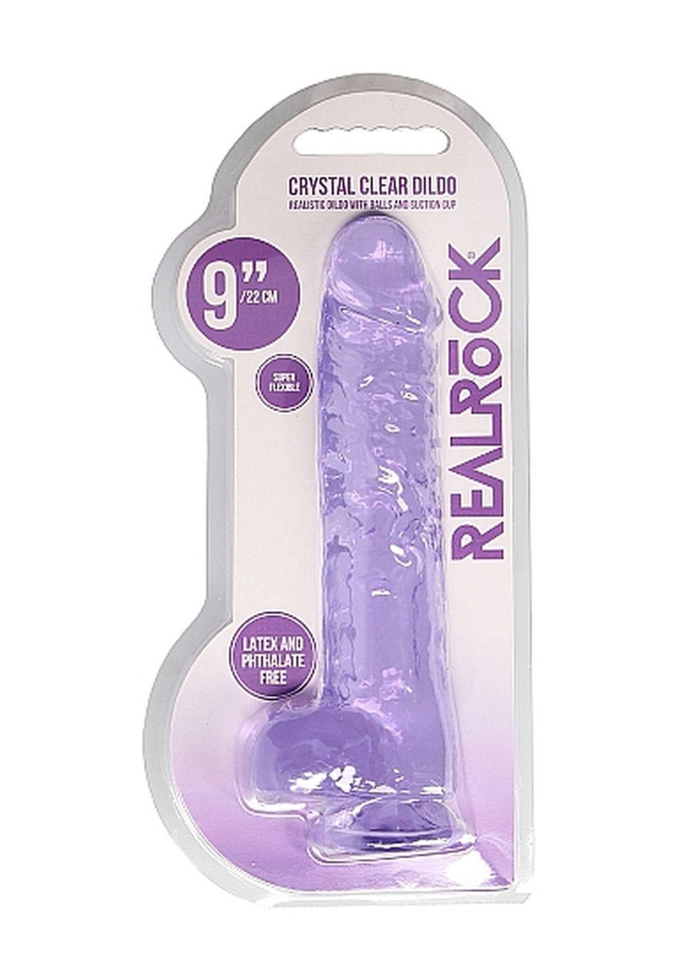 Фаллоимитатор Realrock Crystal Clear 9", 22 см (фиолетовый)