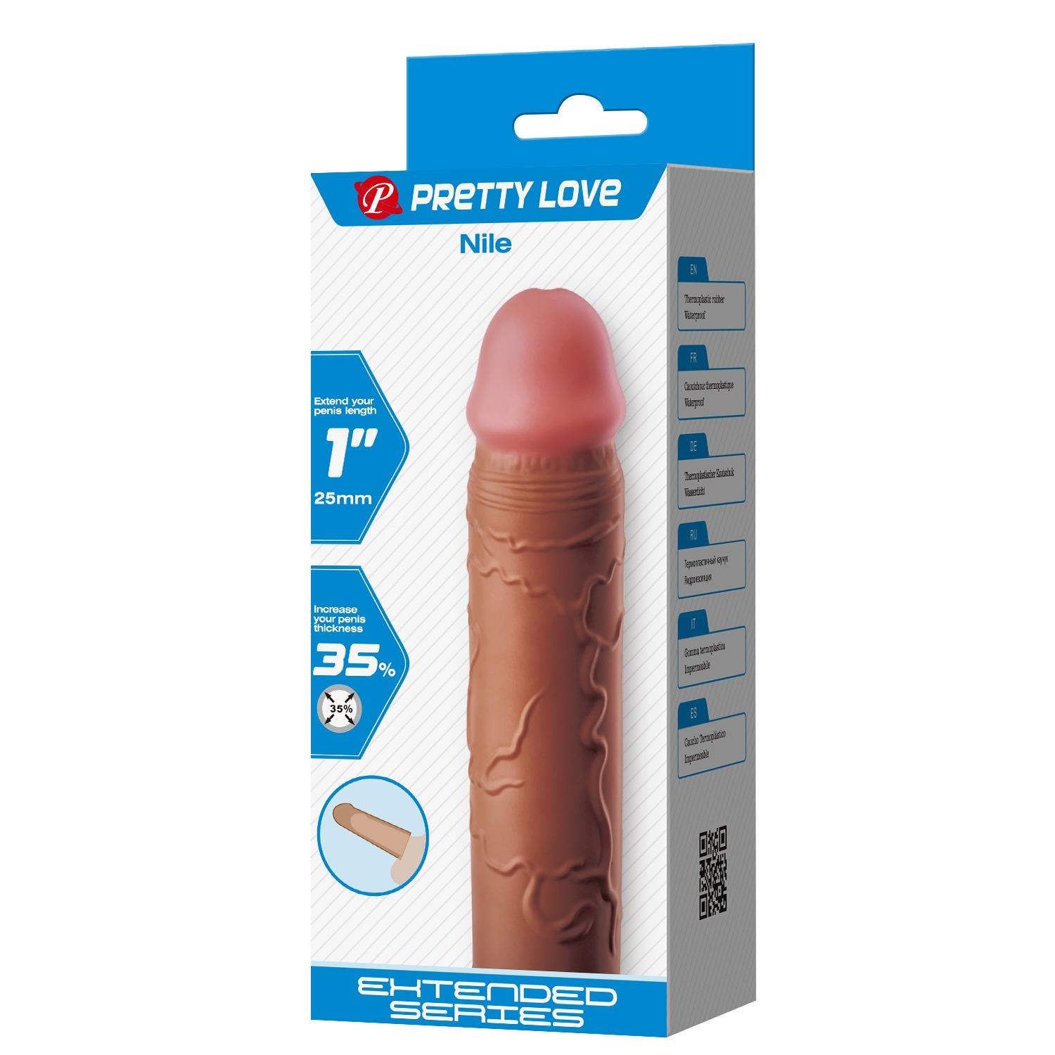 Насадка на пенис Pretty Love Nile, 16.5 см (коричневый)