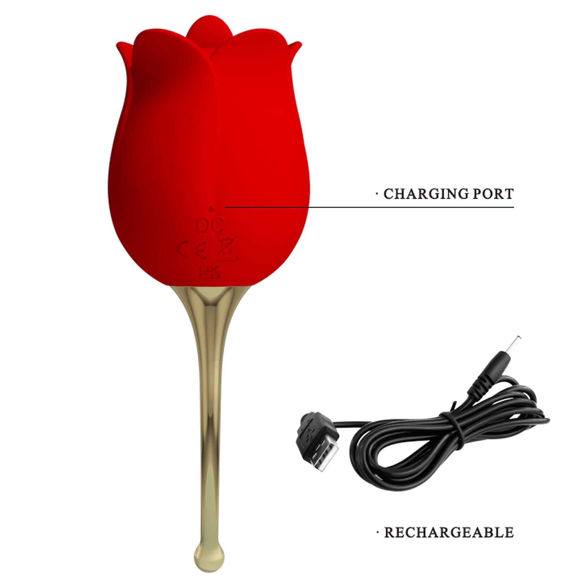 Кліторальний стимулятор Pretty Love Rose Lover Licking Stimulator, 14,2 см (червоний)