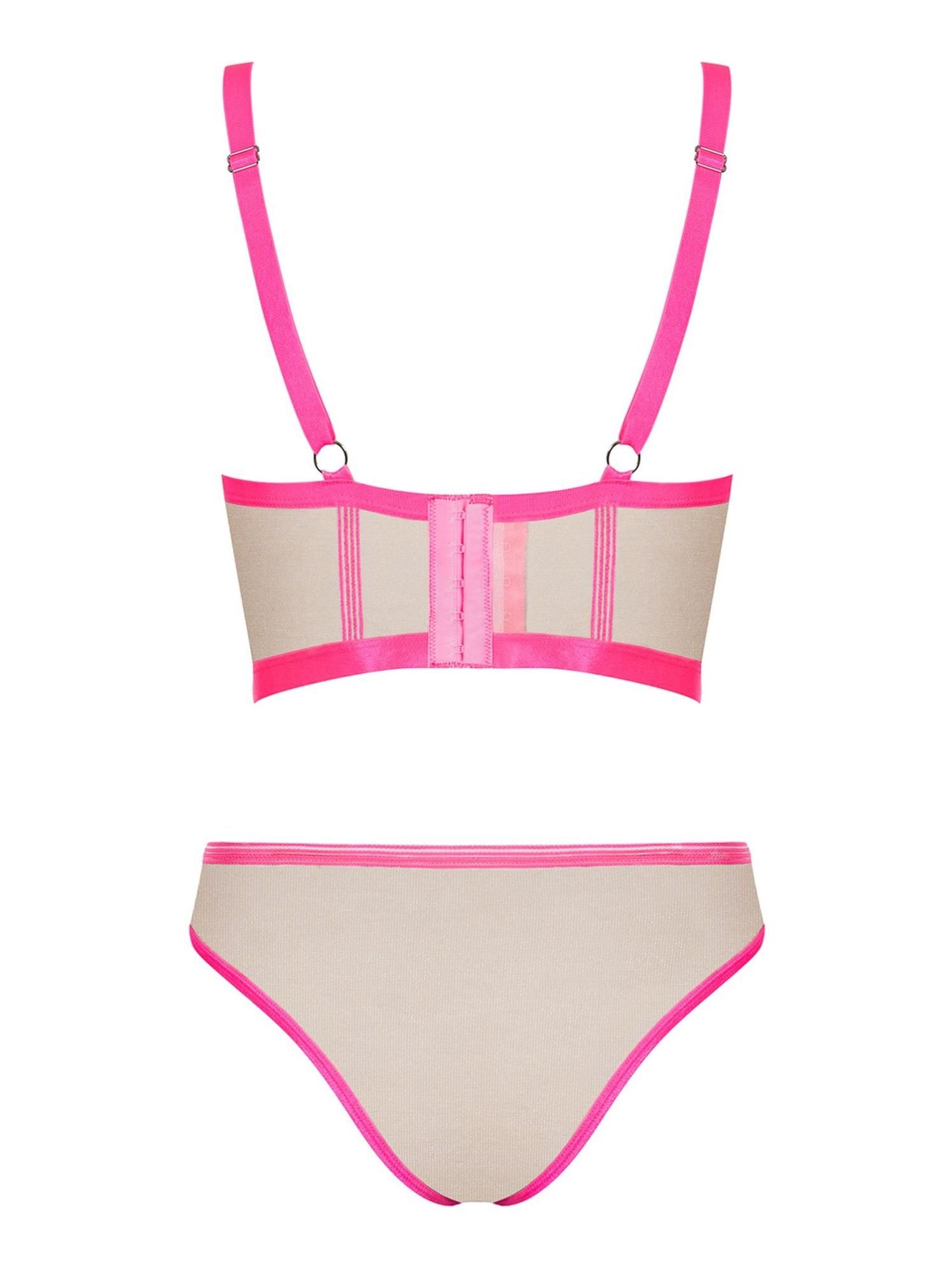 Komplet bielizny Obsessive Nudelia, S/M (różowy)