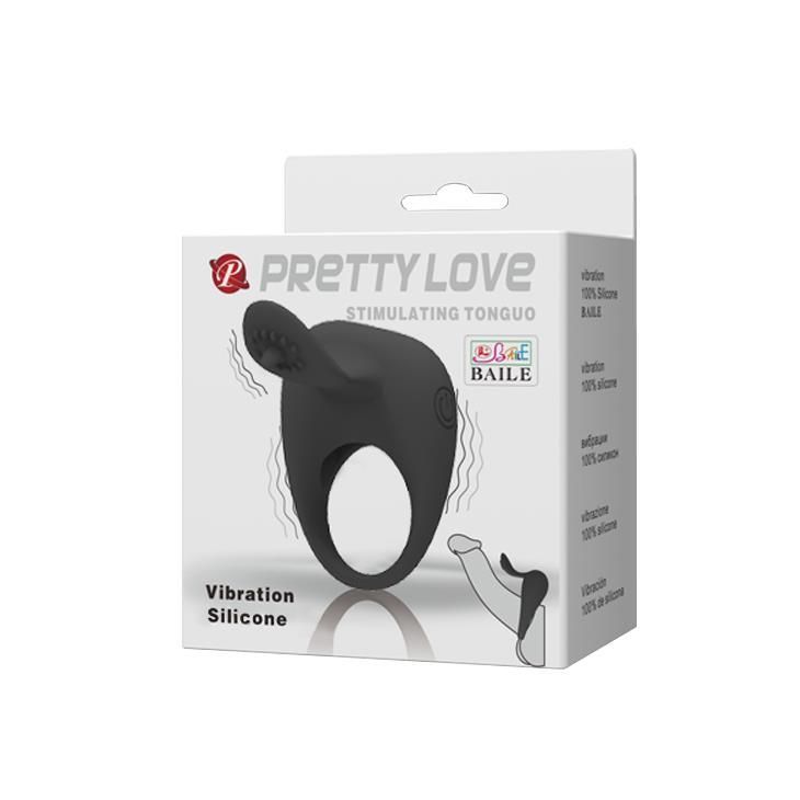 Ерекційне кільце Pretty Love Stimulating Tonguo, 5 см (чорний)