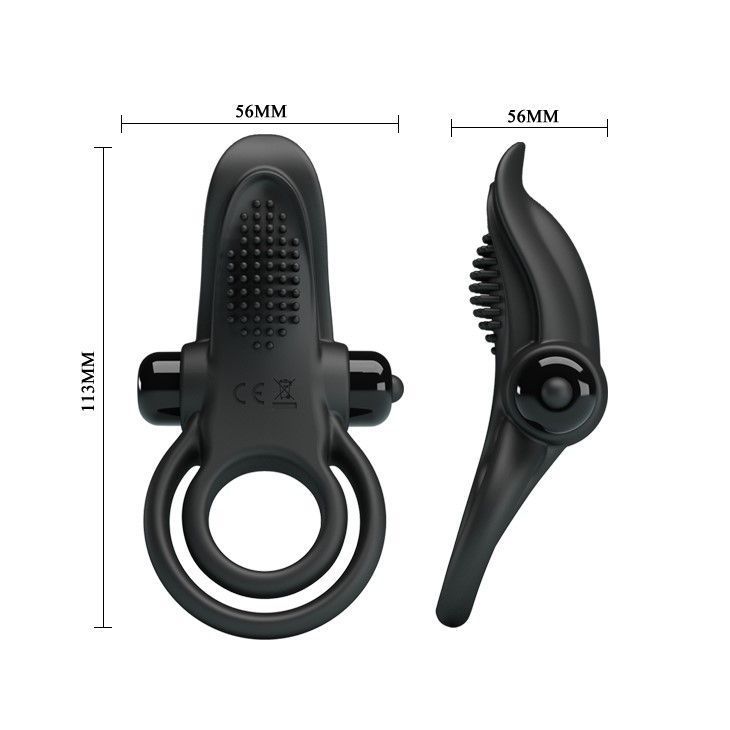 Эрекционное кольцо на пенис с вибрацией Pretty Love Vibro Penis Ring, 11,3 см (черный)