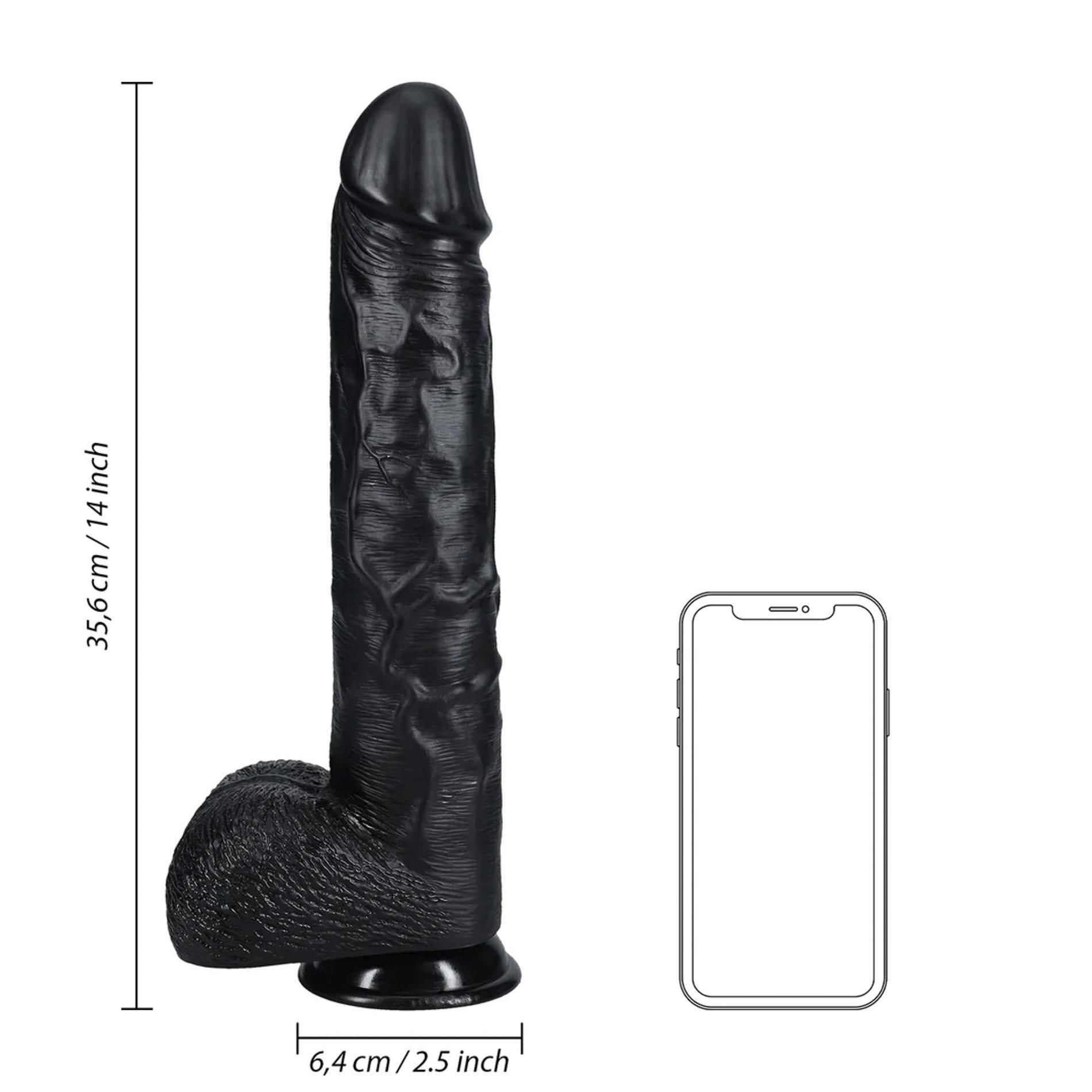 Фаллоимитатор RealRock Straight with Balls, 35.5 см (черный)