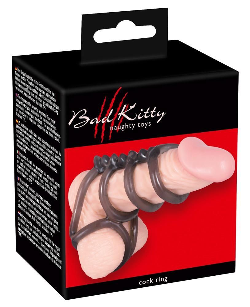 Насадка на пенис Bad Kitty Naughty Toys Cock And Ball Ring, 6,5 см (черный)