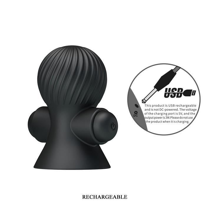 Wibrujące pompki do sutków Pretty Love Nipple Sucker, 7,2 cm (czarny)
