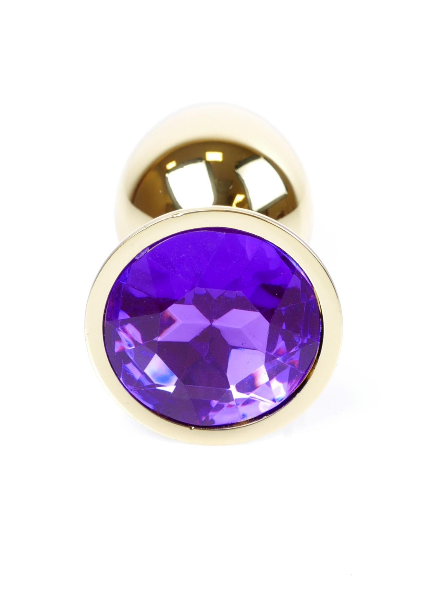 Анальна пробка з кристалом B - Series HeavyFun Plug-Jewellery Gold, 7 см (фіолетовий)