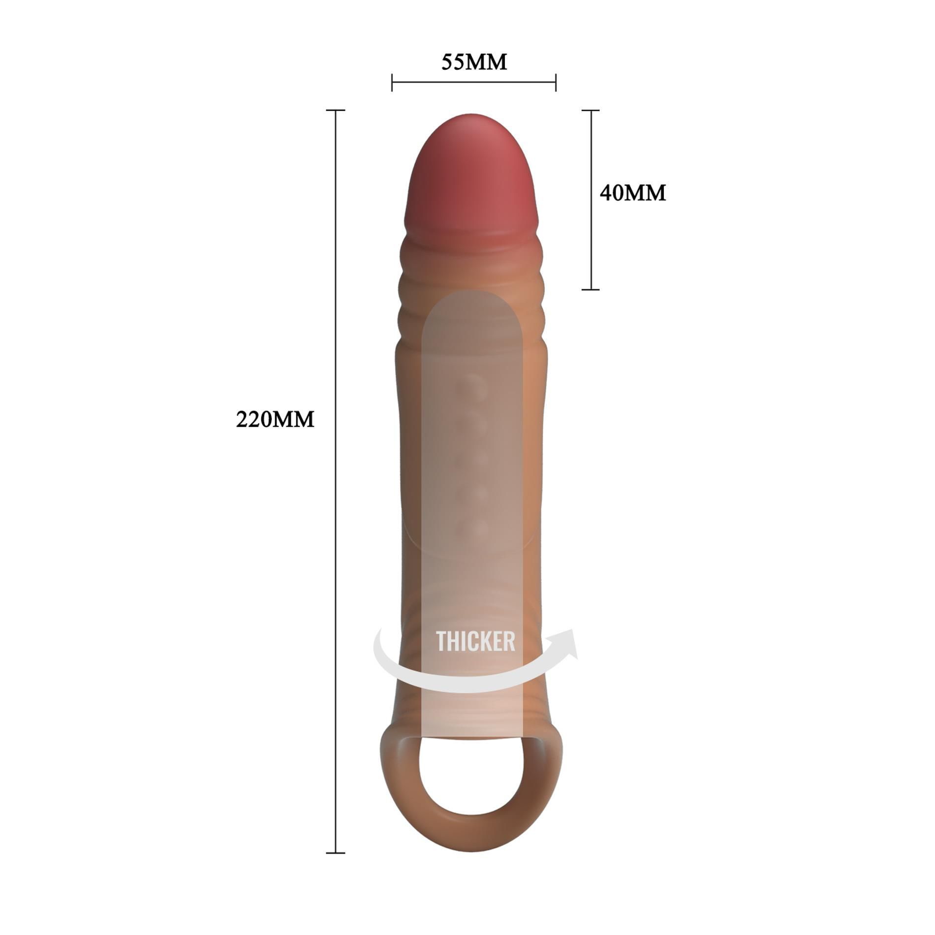 Насадка на пенис Pretty Love Penis Sleeve Extender, 22 см (коричневый)