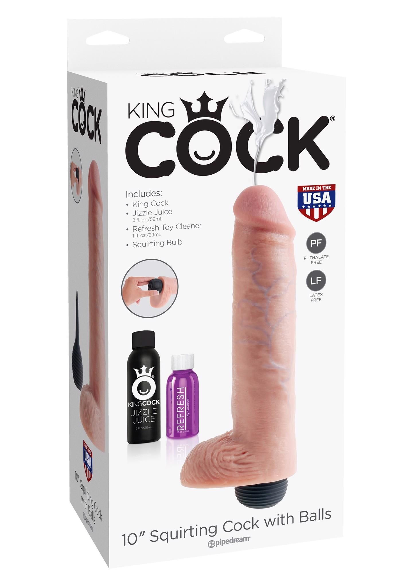 Фаллоимитатор с эякуляцией King Cock Squirting Cock, 25,4 см (телесный)