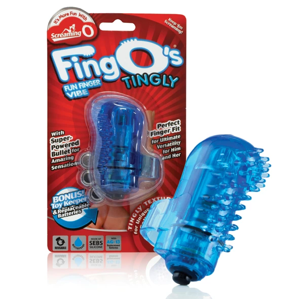 Вибратор на палец The Screaming O FingO Tingly, 6 см (синий)
