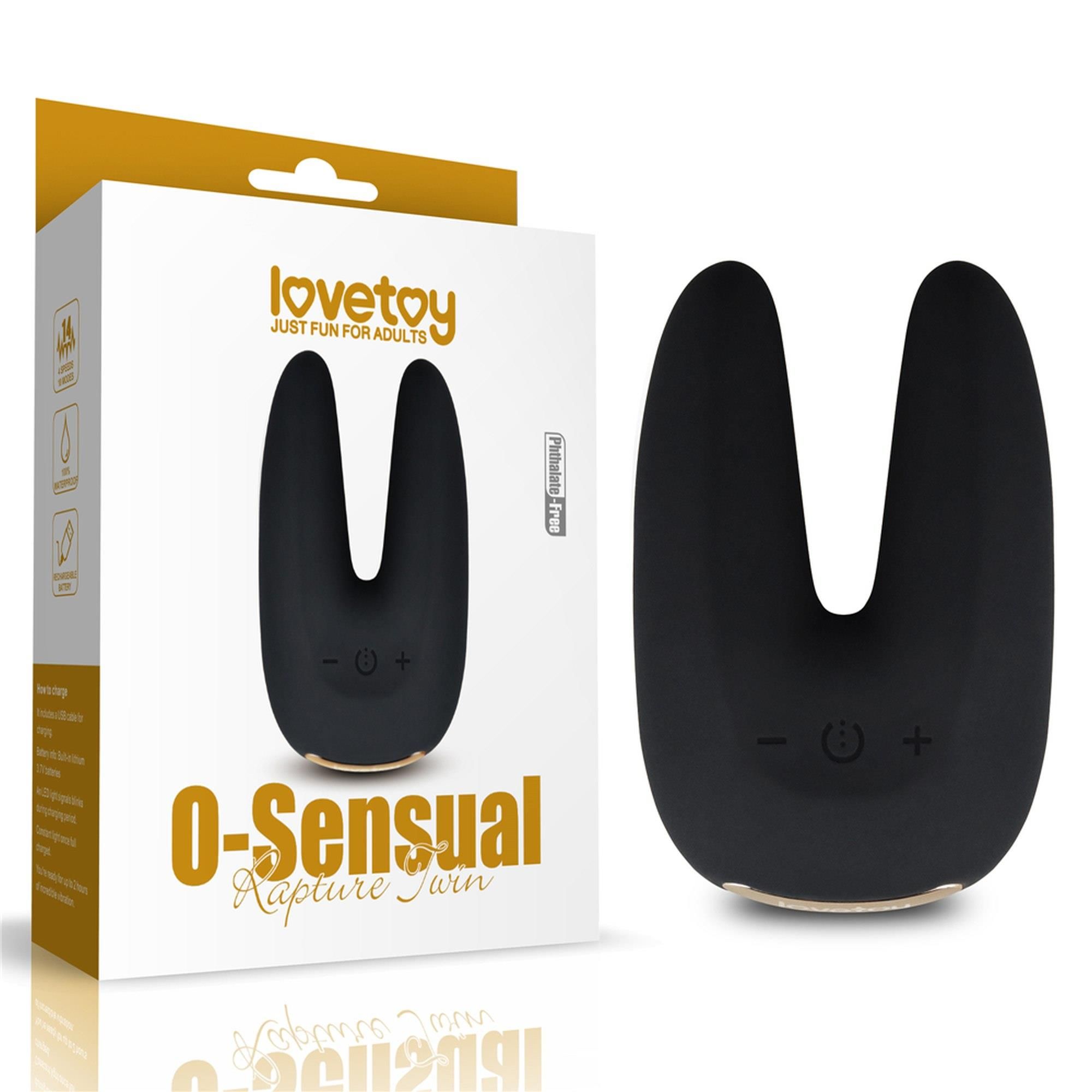 Вібратор LoveToy O-Sensual Rapture Twin, 9 см (чорний)
