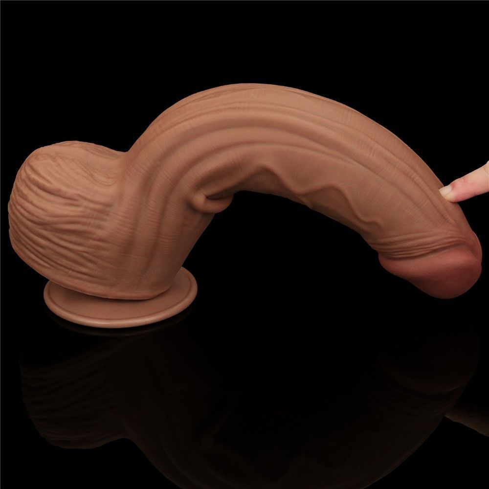 Dildo LoveToy Sliding-Skin Dual Layer Dong King Sized, 31 cm (brązowy)