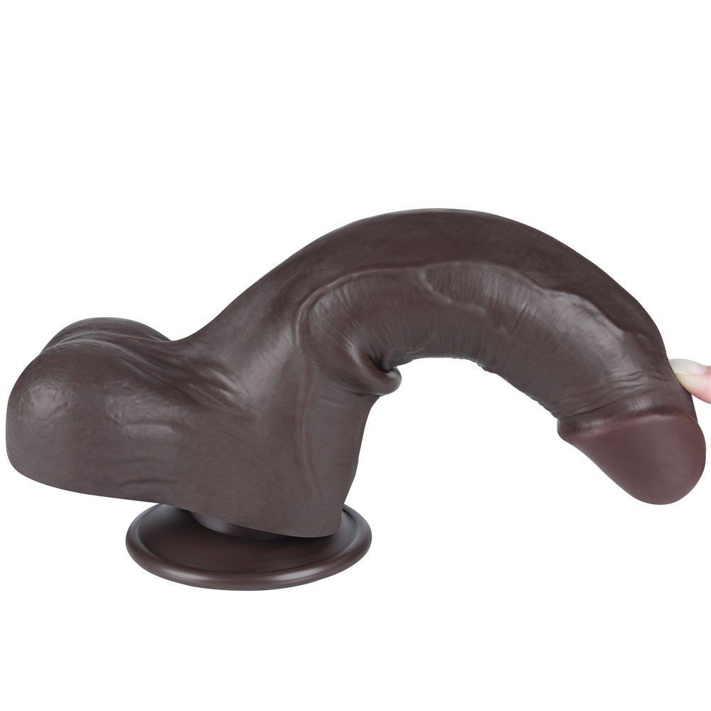Lovetoy Sliding Skin Dual Layer Dong - Dildo, Czarny, 21.5 cm
