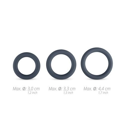 Набір ерекційних кілець Boners 3-Piece Cock Ring Set, 3 шт (сірий)