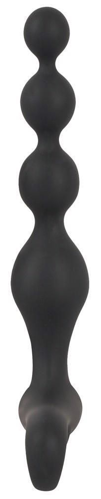 Анальные бусы с вибрацие, Black Velvets, 20 см (черный)