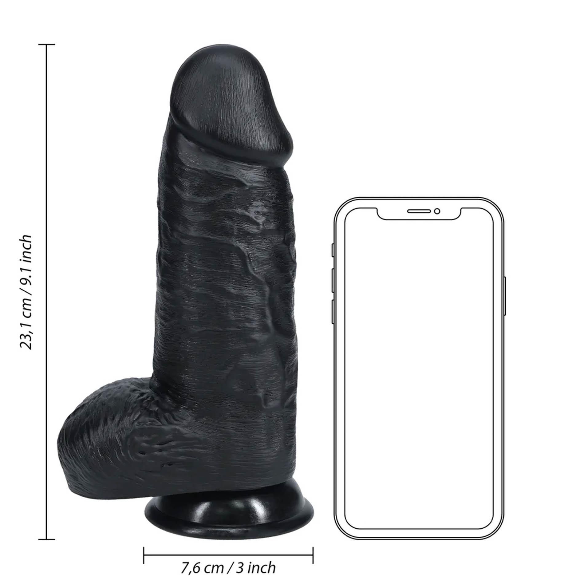 Фаллоимитатор RealRock Extra Thick, 23 см (черный)