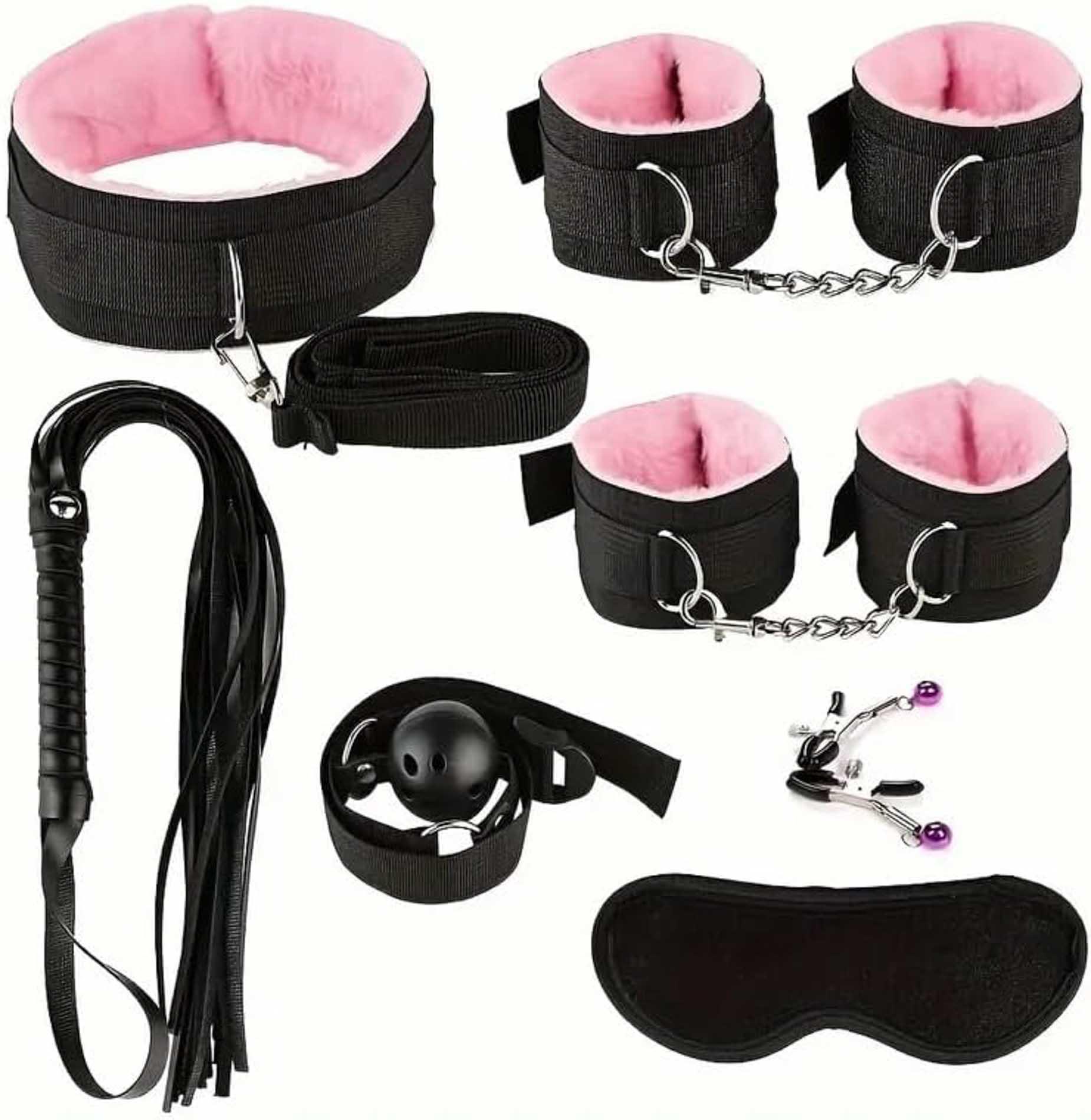 BDSM набор Fetish B-Series 4.0, 8 шт (черный с розовым)