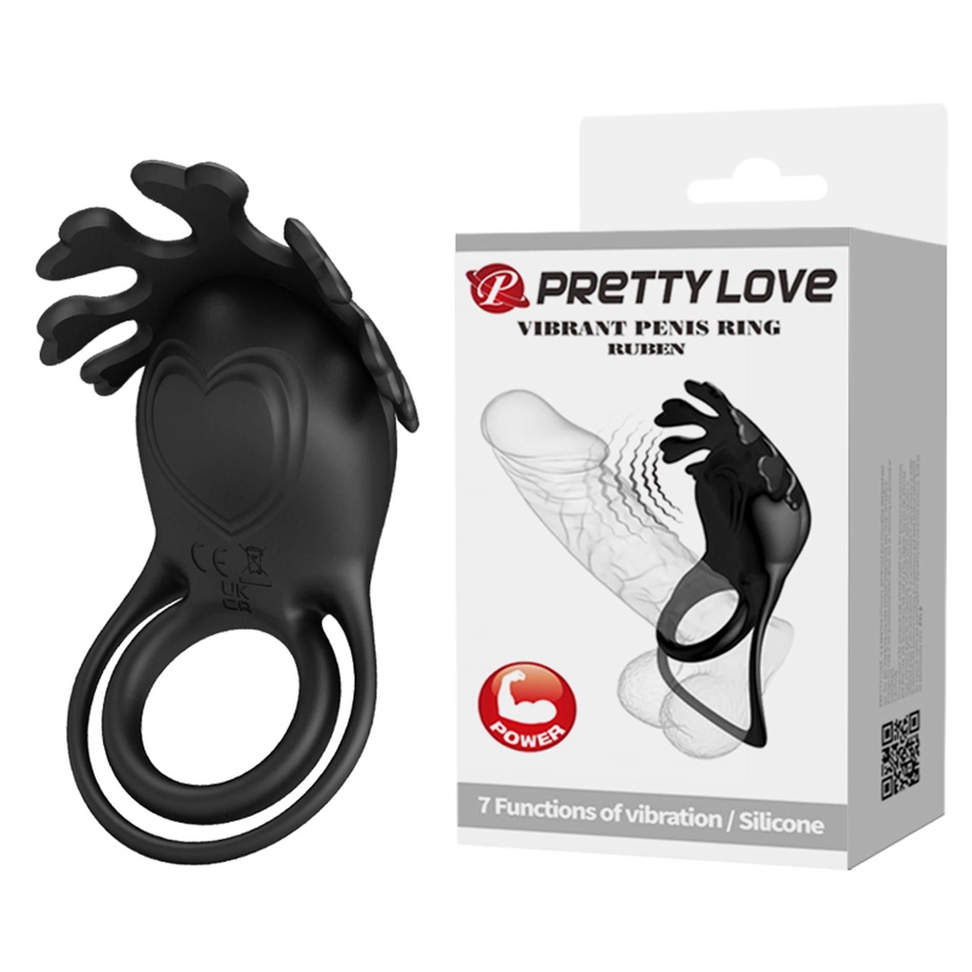 Ерекційне кільце Pretty Love Vibrant Penis Ring Ruben, 8,5 см (чорний)