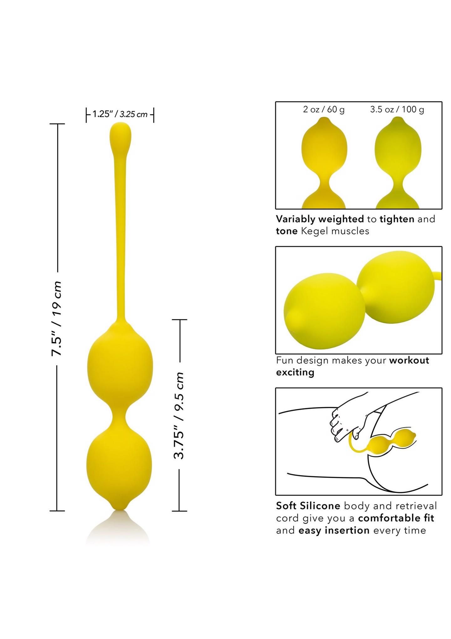 Вагинальные шарики CalExotics Kegel Training Set Lemon, 19 см (желтый)
