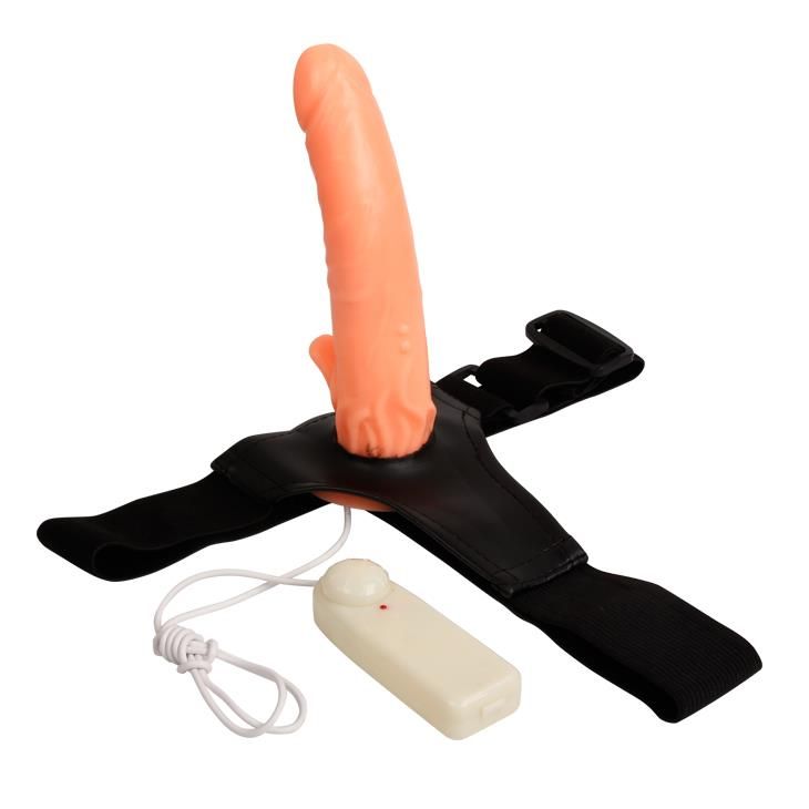 Страпон с вибрацией Baile Ultra Passionate Harness, 20 см (телесный)
