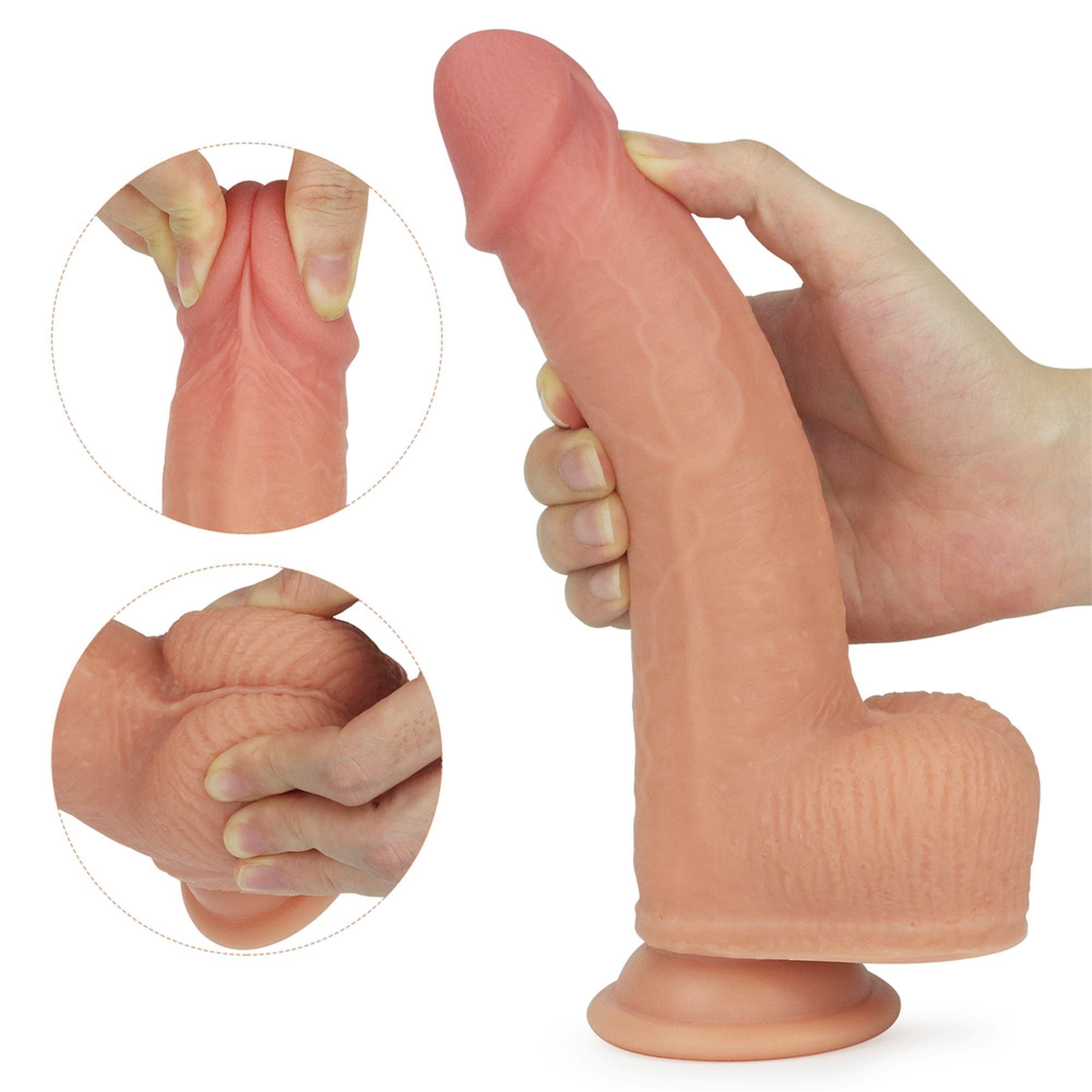 Реалистичный вибратор Dual Layer Rotating Nature Cock Anthony, 21,5 см (телесный)