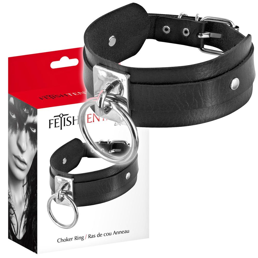 Ошейник c кольцом Fetish Tentation Choker Ring, 41,1 см (черный)