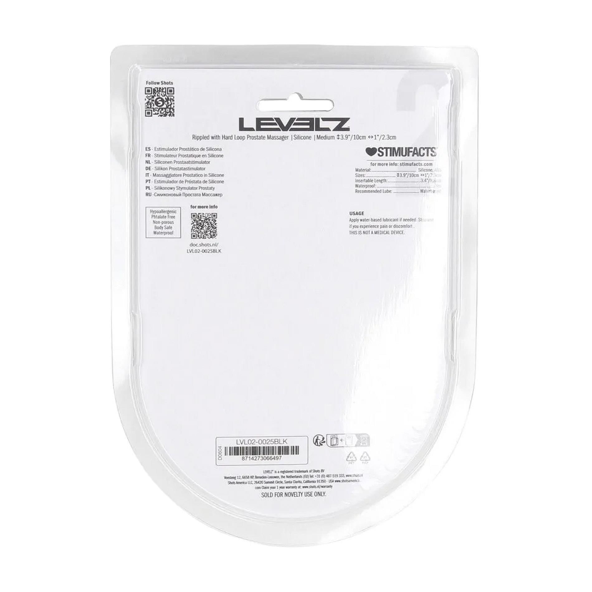 Стимулятор простаты Levelz Rippled with Hard Loop M, 11.2 см (черный)