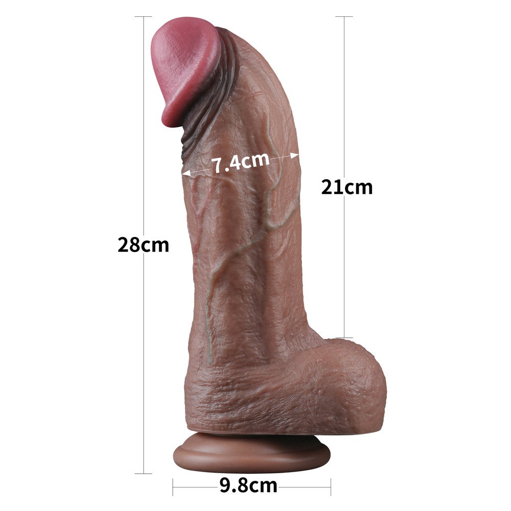Dildo Lovetoy Dual Layered Silicone Cock XXL, 28 cm (brązowy)