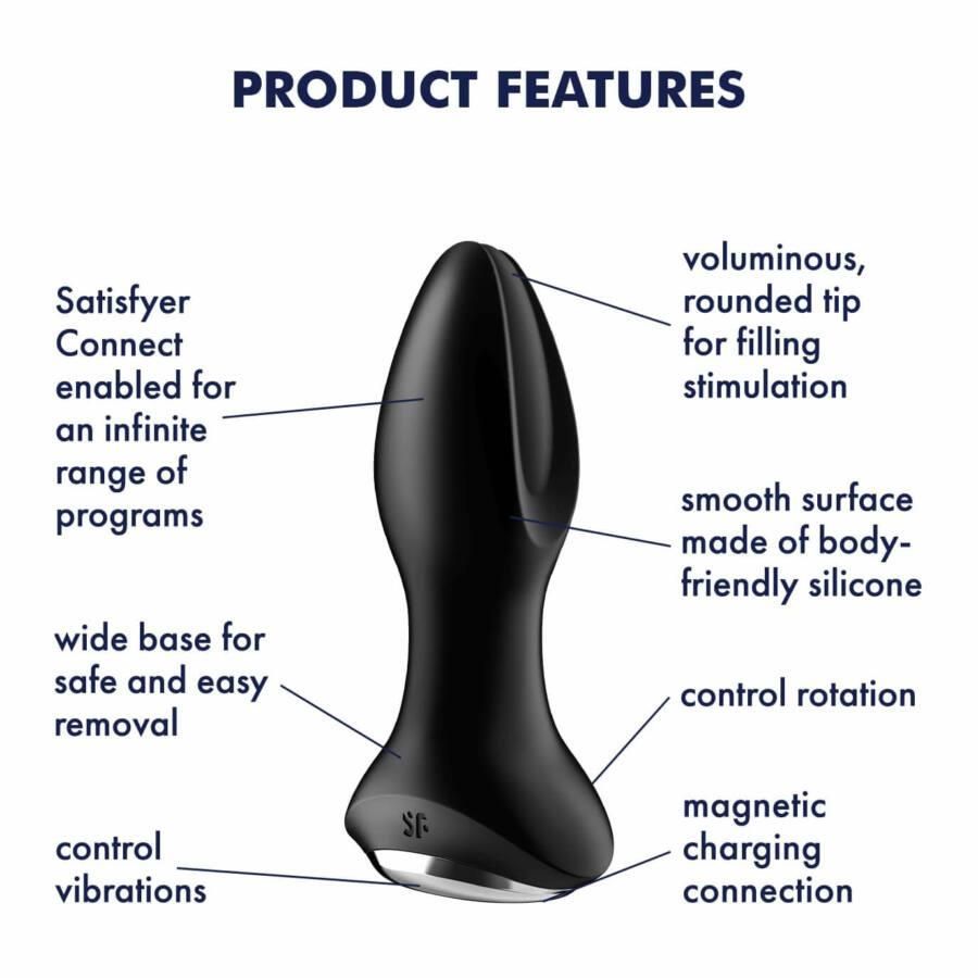 Анальна пробка Satisfyer Rotator Plug 2+, 12,8 см (чорний)