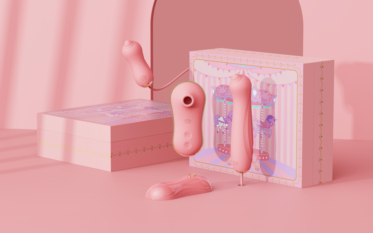 Набор секс-игрушек Zalo Rose Series Unicorn Set 3-in-1, 3 шт (розовый)