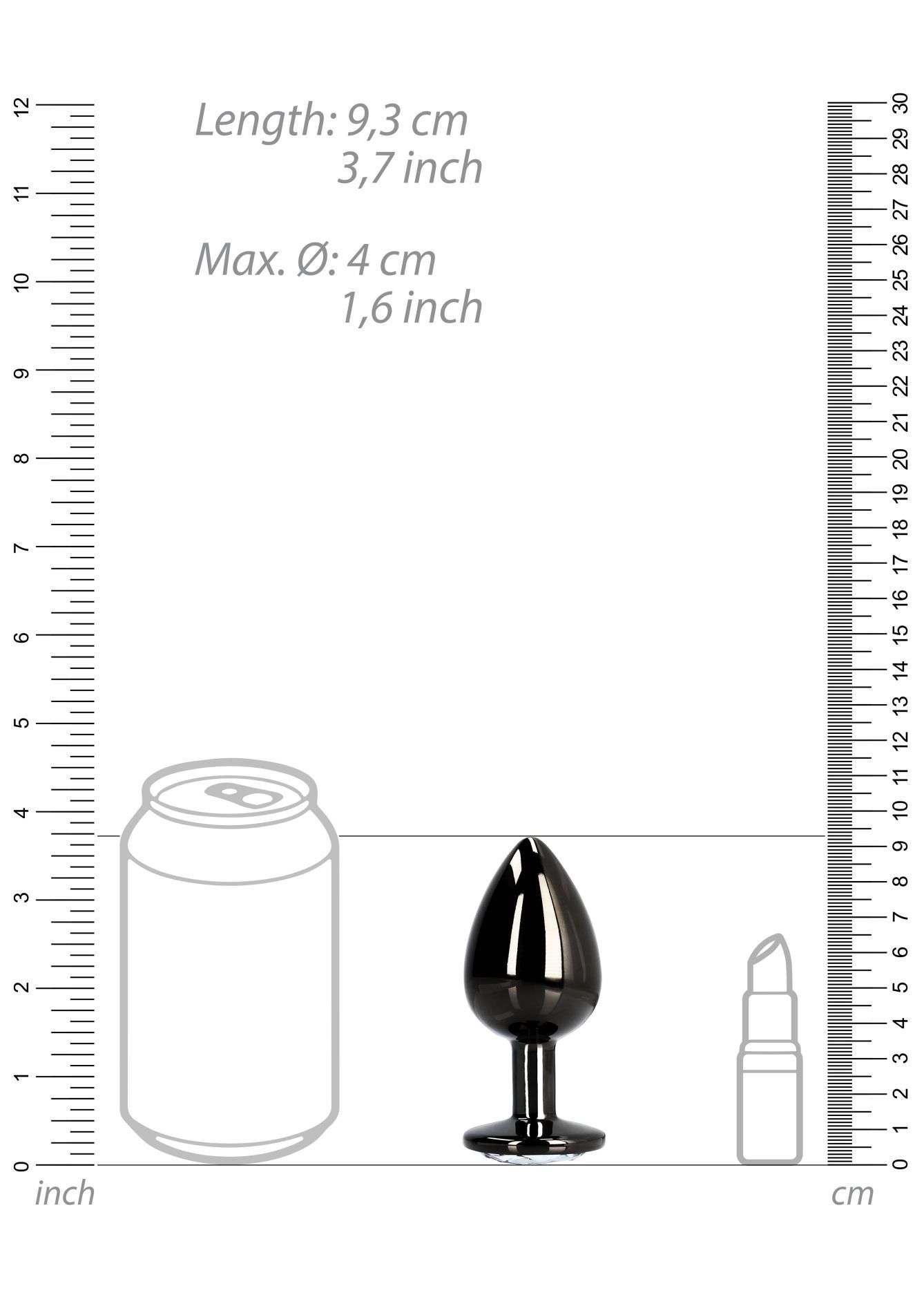 Анальная пробка Ouch! Round Gem Butt Plug L, 9.3 см (черный)