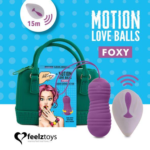 Вагинальные шарики с вибрацией FeelzToys Motion Love Balls Foxy, 8 см (фиолетовый)