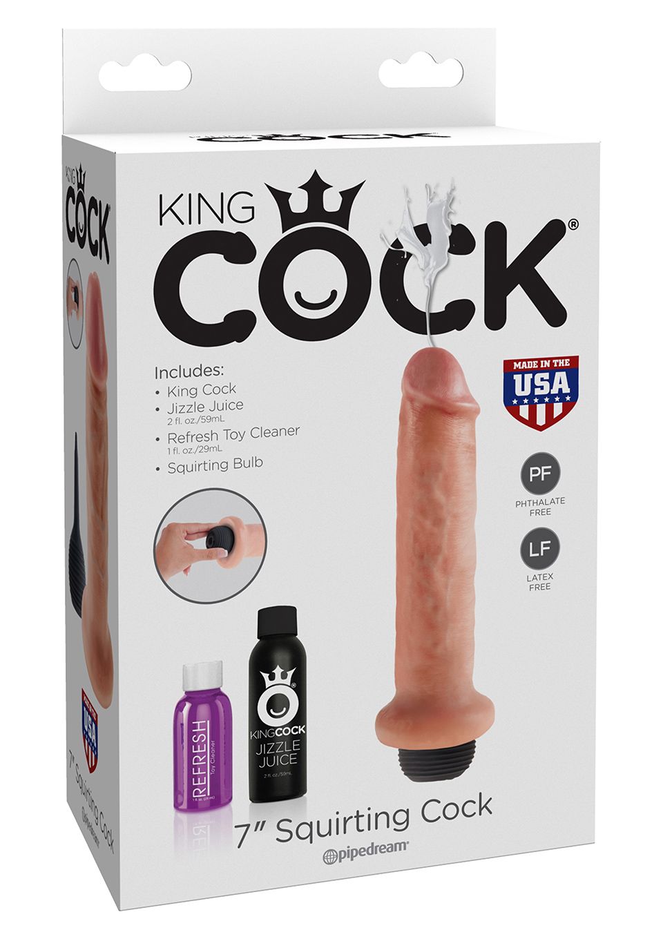 Фаллоимитатор King Cock Squirting Cock, 21,6 см (телесный)
